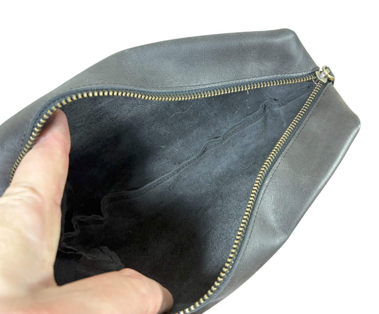 Baglunch Leather Toiletry Bag Dark Brown w/ Mythosaur Skull Design