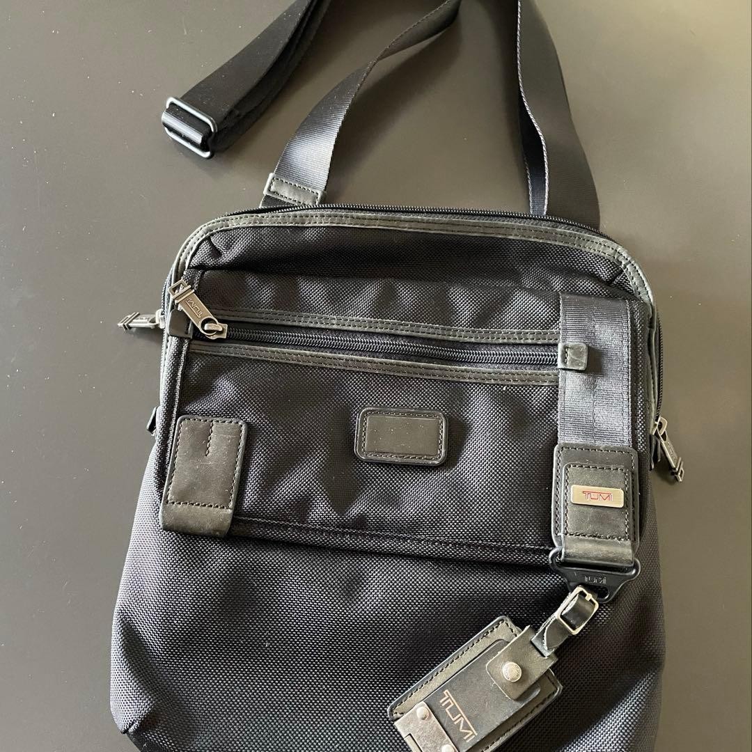 Tumi Alpha Bravo Crossbody Bag Black with Charm, 3 Inner & 4 Outer Pockets
