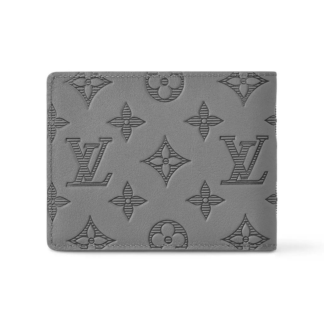 LOUIS VUITTON iconic printed logo cowhide leather wallet men’s 4.5×0.6×3.5 in