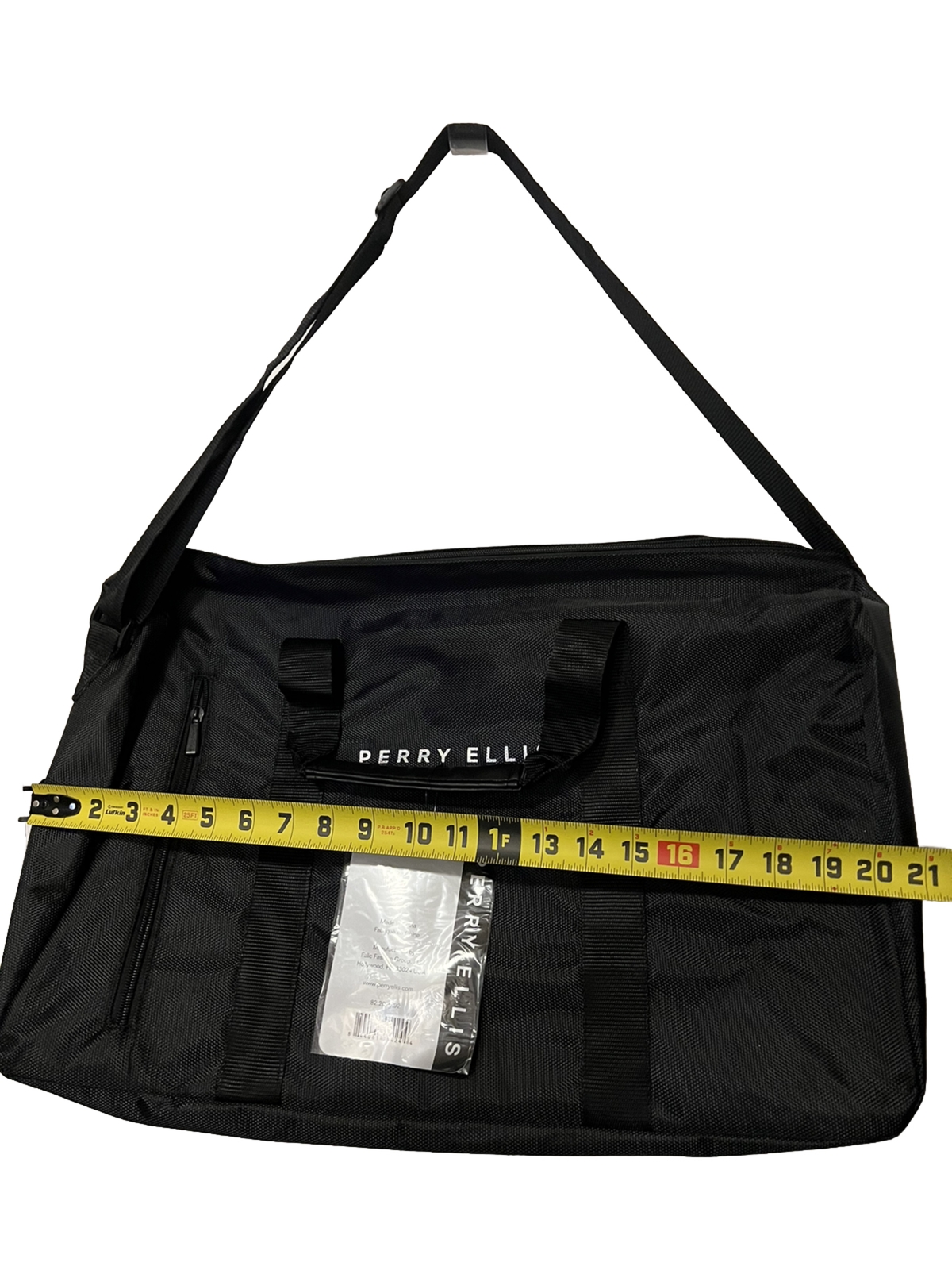 Perry Ellis-“Black Duffle Gym Bag”- Travel Luggage Carry On-(NEW WITH TAGS)