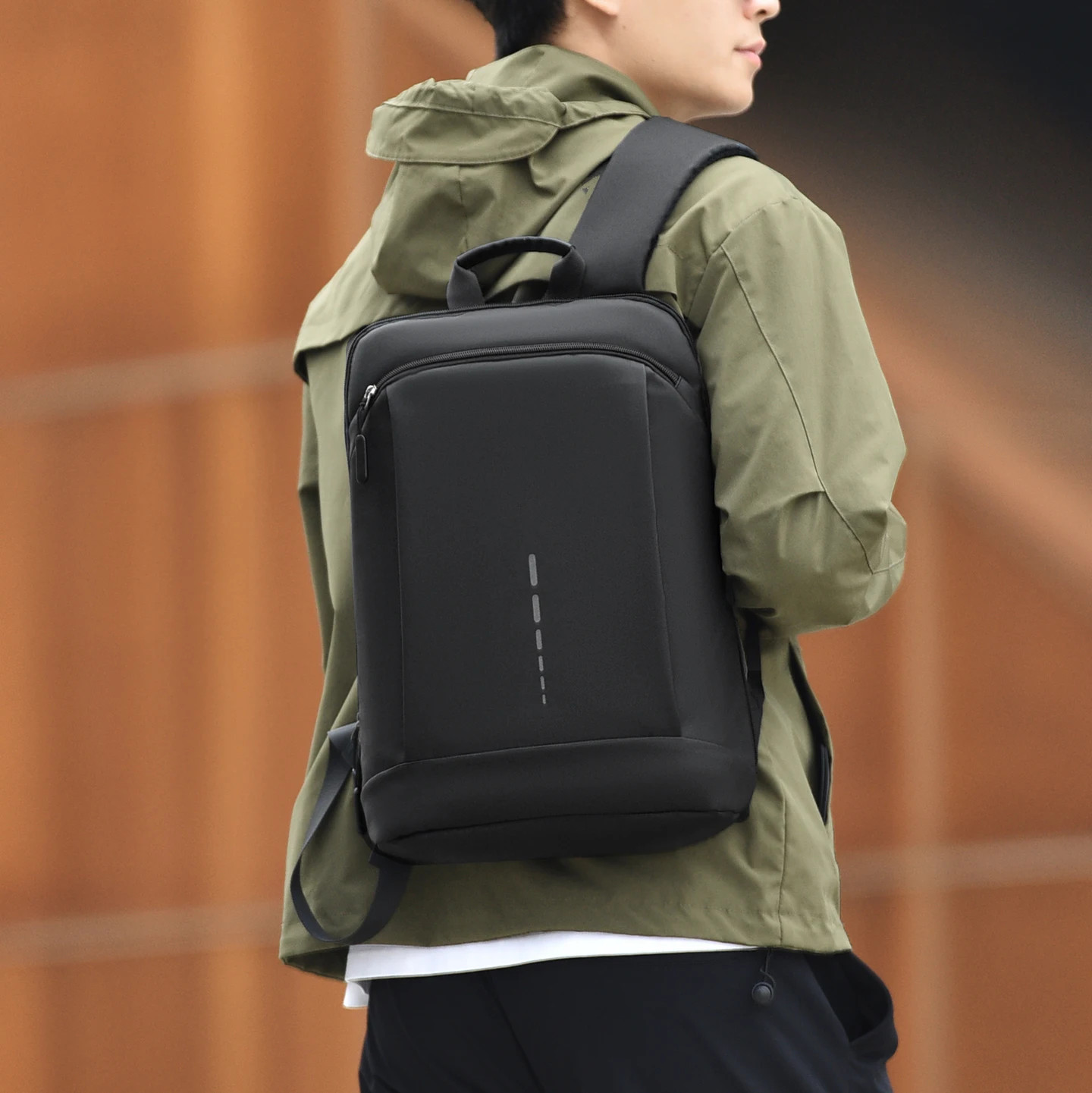 Mens Waterproof Backpack Slim 15.6 Laptop Bag Lightweight Business Travel Black