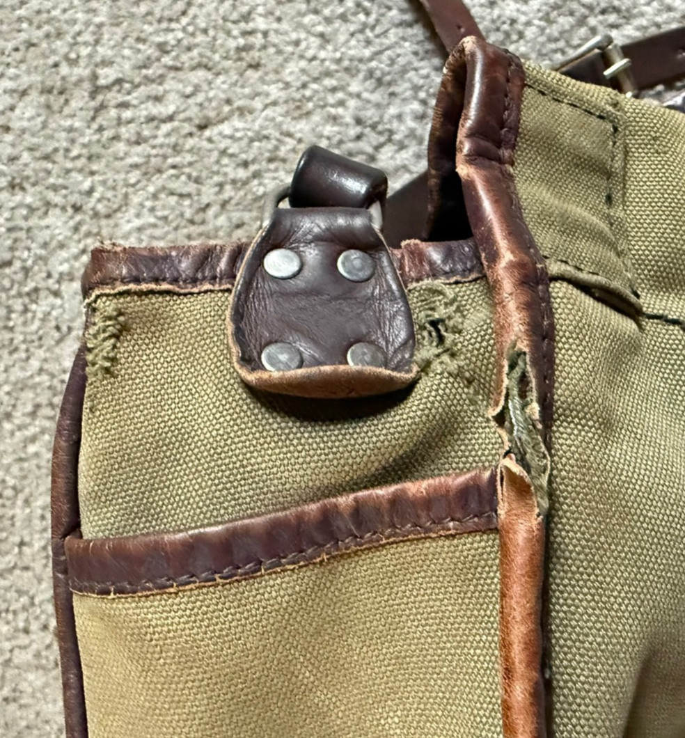 VTG Duluth Pack Green Canvas & Leather Shoulder Messenger Tote Bag