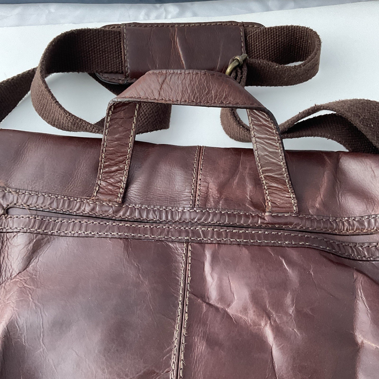 Vintage Distressed Wilsons Leather Brown Single Flap Messenger Bag Commuter Tote