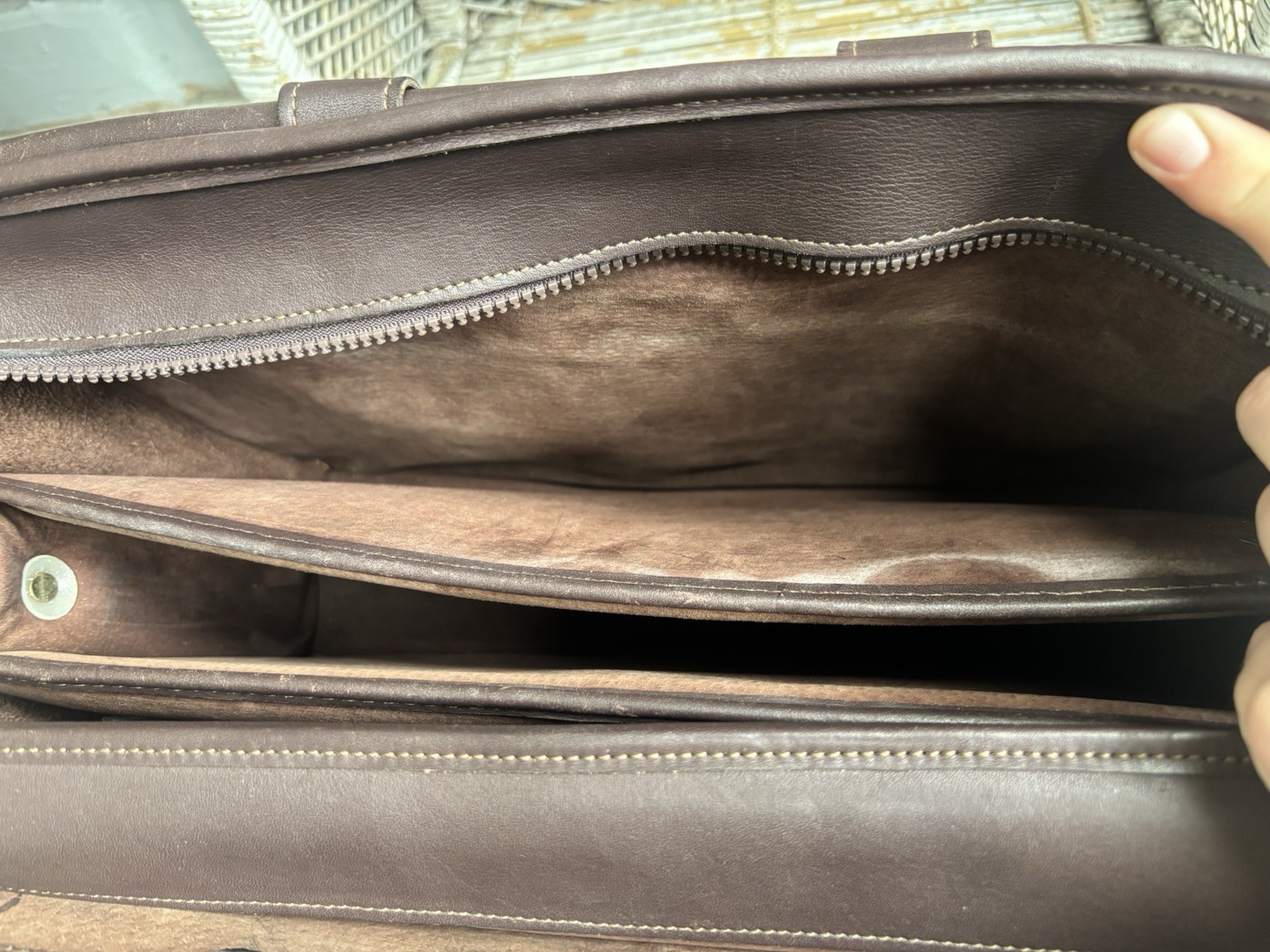 VTG Jack Georges Dark Brown Leather Executive Briefcase with Shoulder Strap RARE
