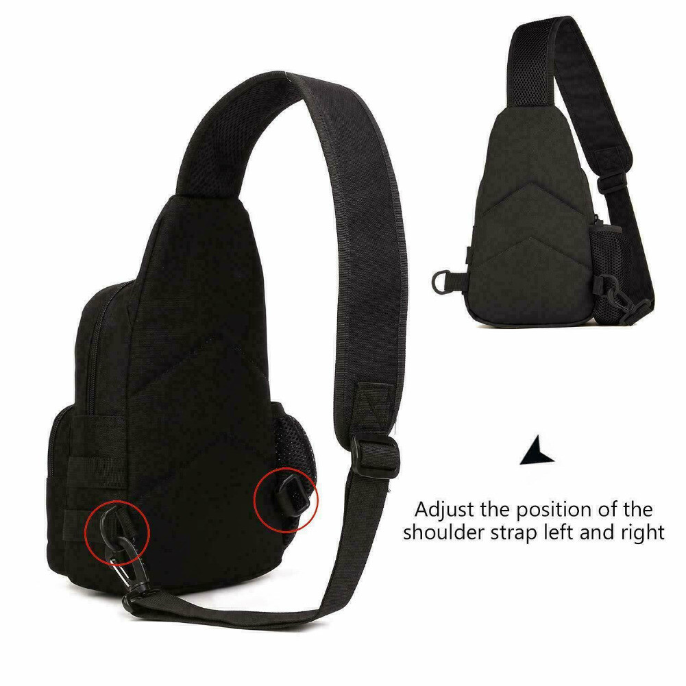 Black Dual Shoulder Bag Tactical Military MOLLE Crossbody Outdoor Grocery Bag US