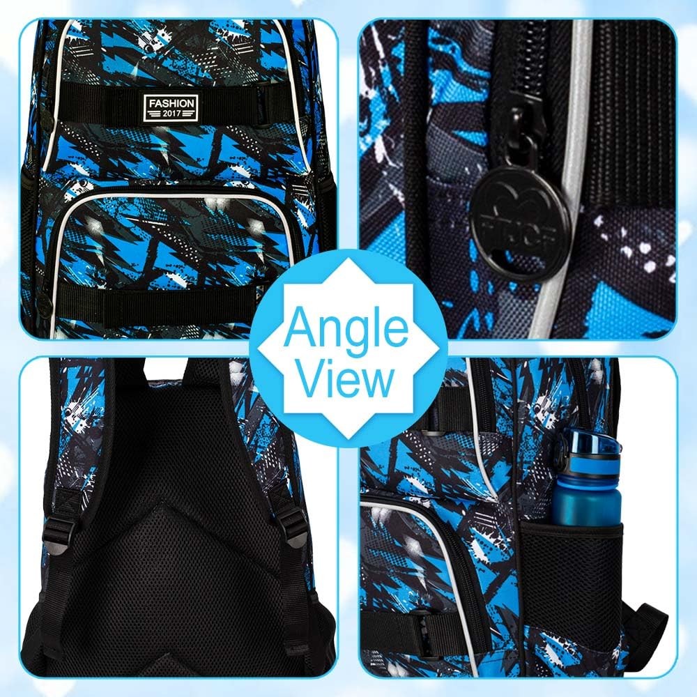 17 Inches Boys Backpack 3Pcs School Bookbag Set for Teens College Students Gr…