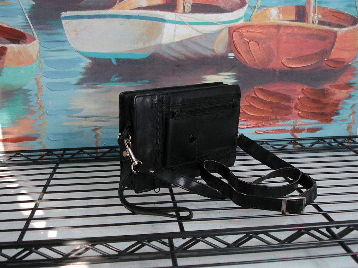 Leather Travel Bag Shoulder Strap And Wrist Handle For Passport And Accessories