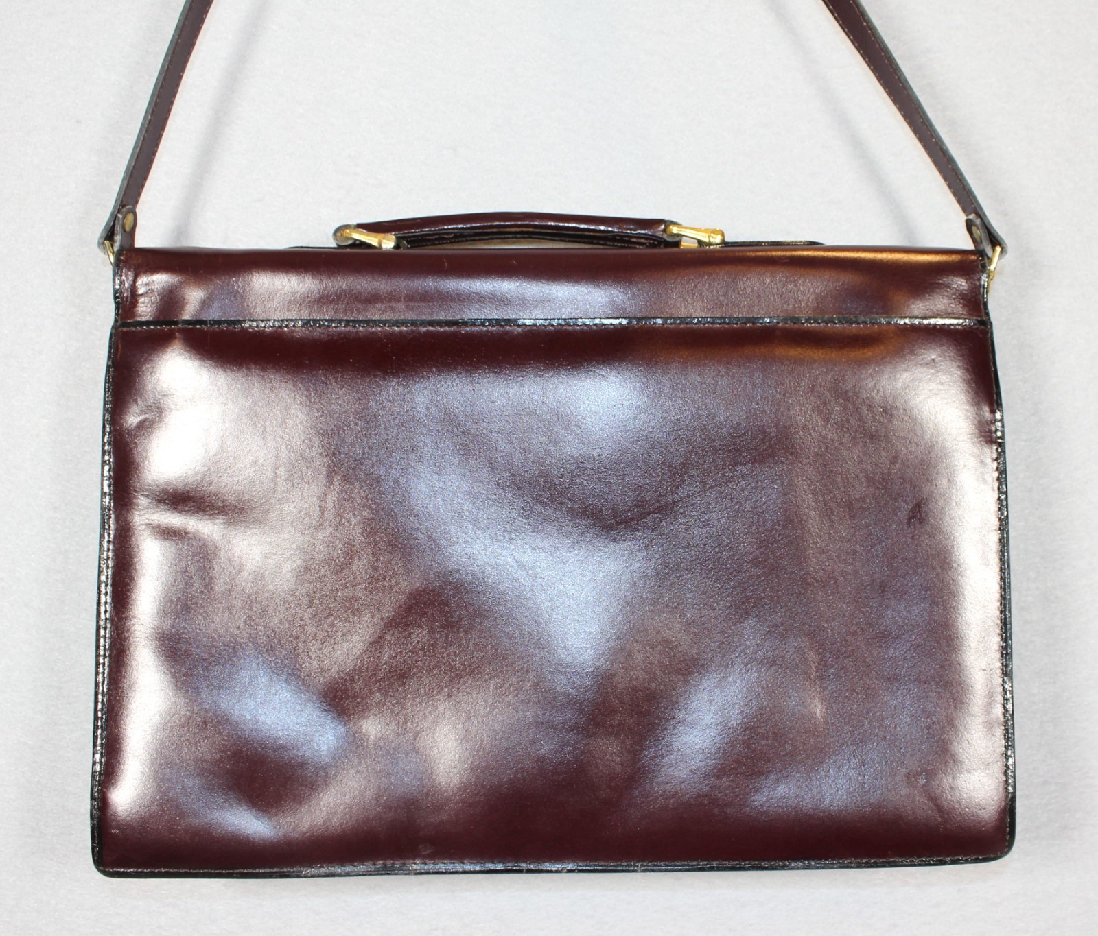 Vintage Leather Attache Briefcase Burgundy Folio Laptop Locking Bag 90s