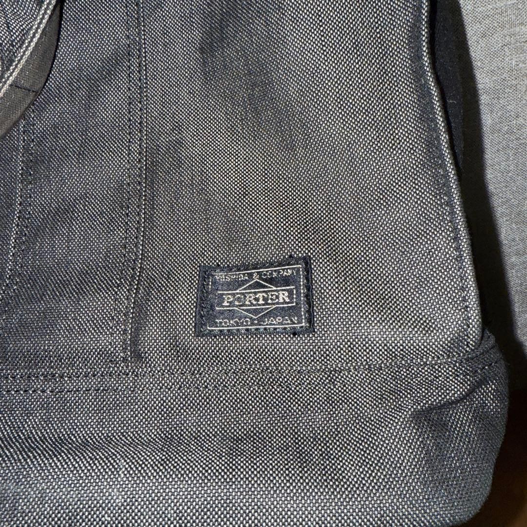 Authentic Yoshida Kaban PORTER Smokey Tote Bag 42cm Canvas/Cotton Black Slight D
