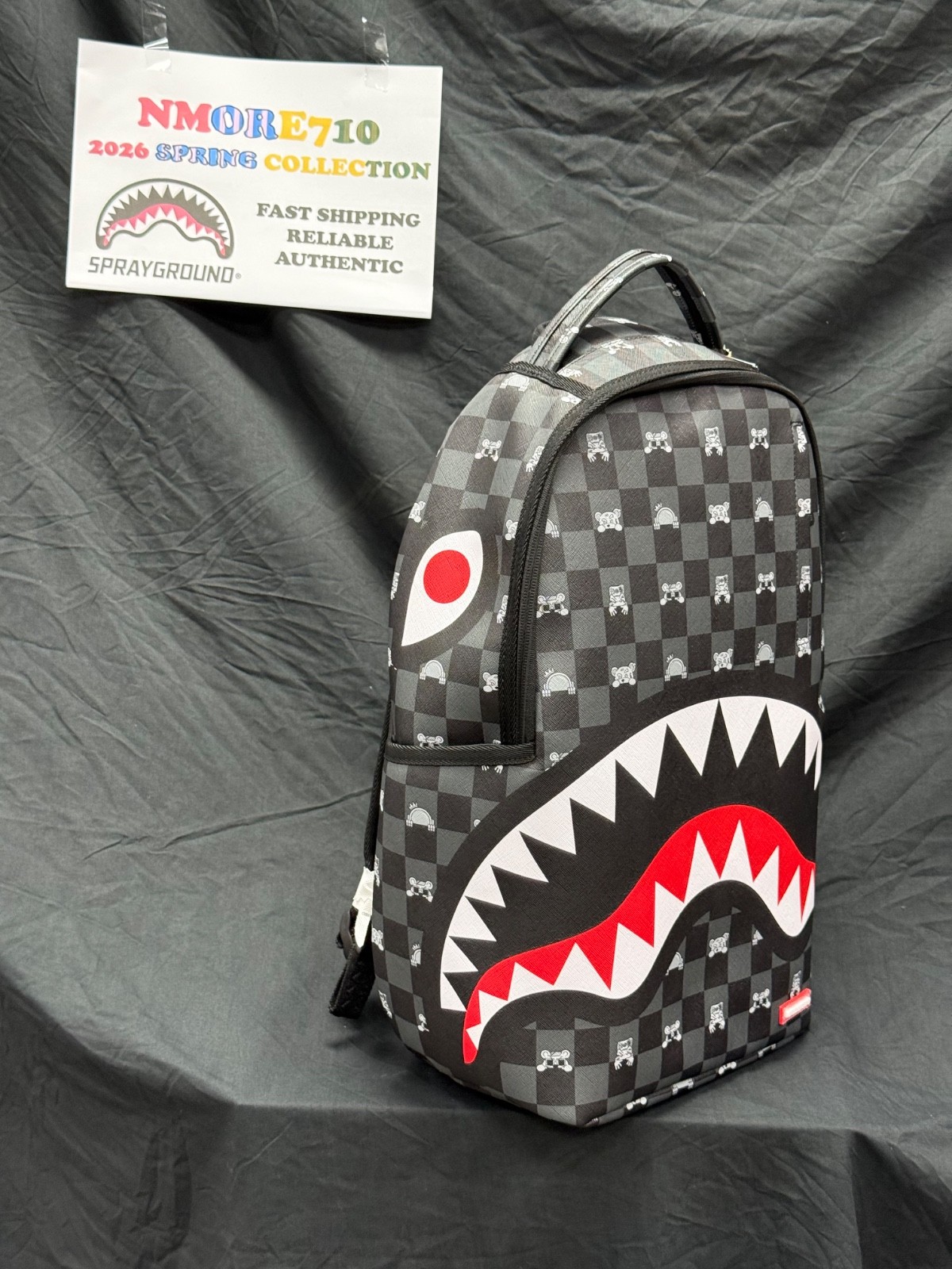 SPRAYGROUND Gray Peeking Character Check DLXSV Backpack