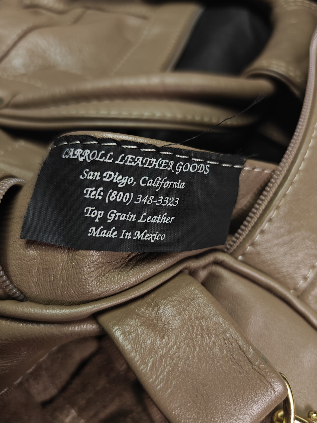 Carroll Top Grain Leather Goods Duffle Carry On Bag Taupe Brown Vintage