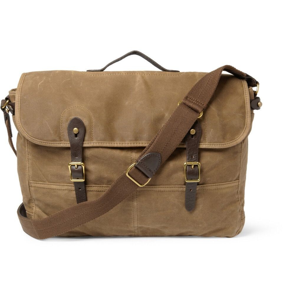 NWT J Crew Khaki Abingdon Waxed Canvas Messenger Bag Laptop F1415
