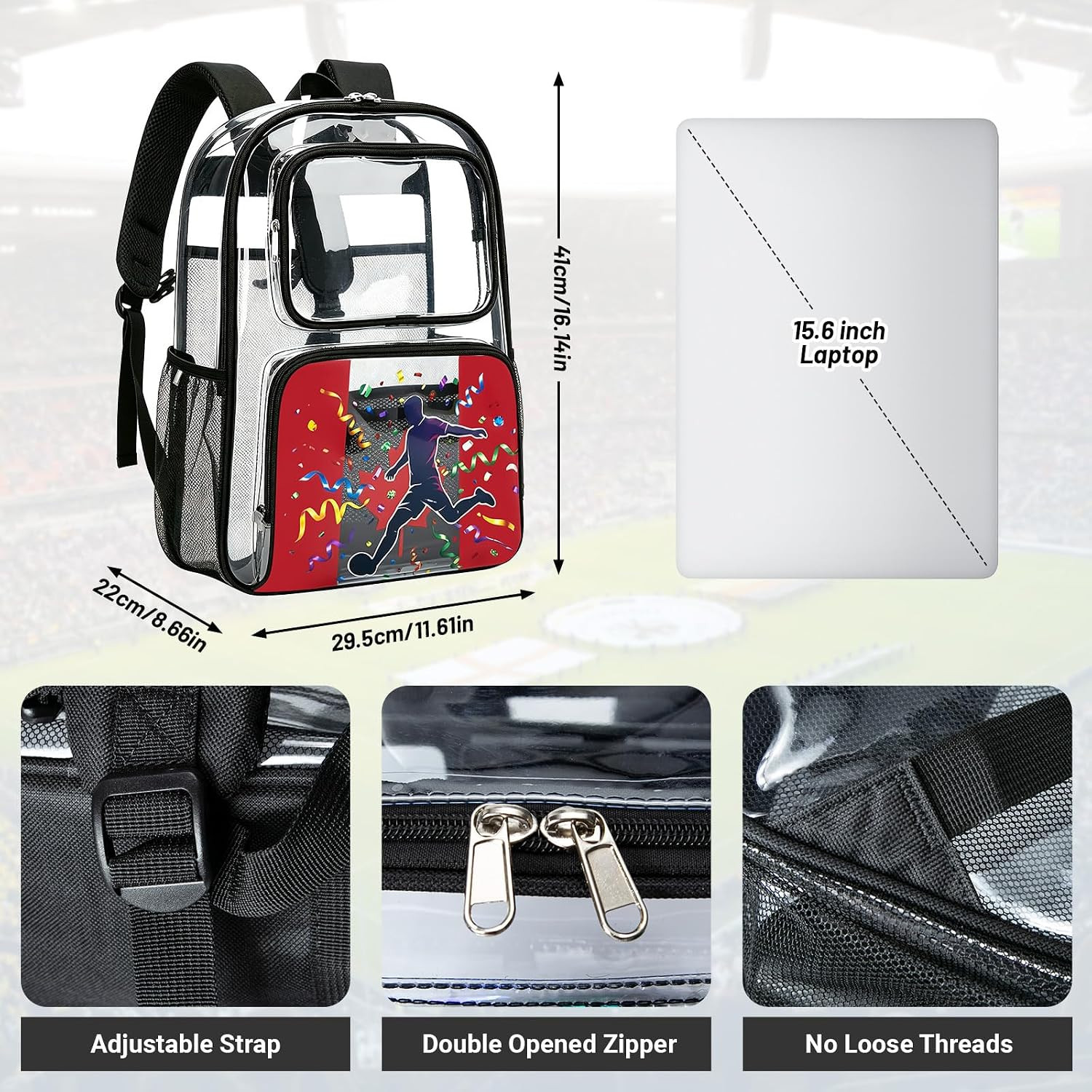 Clear Backpack for Women Men,Heavy Duty PVC Transparent See through Backpack,Lar