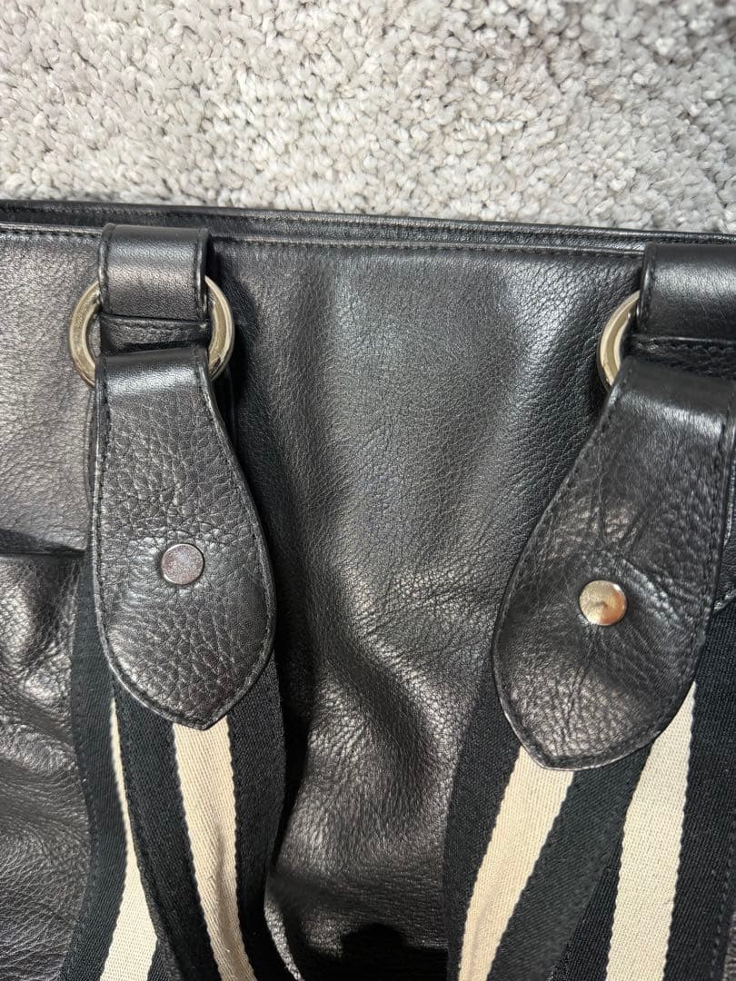 BALLY Tote Bag Handbag Leather Black Designer Spacious Iconic 34x28x17cm