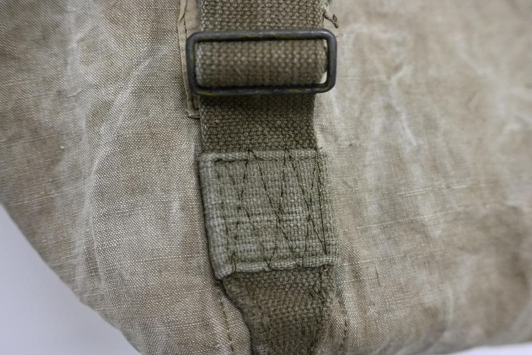 50s French Army Extra Thick Linen Duffle Beige Canvas Vintage Japan Used