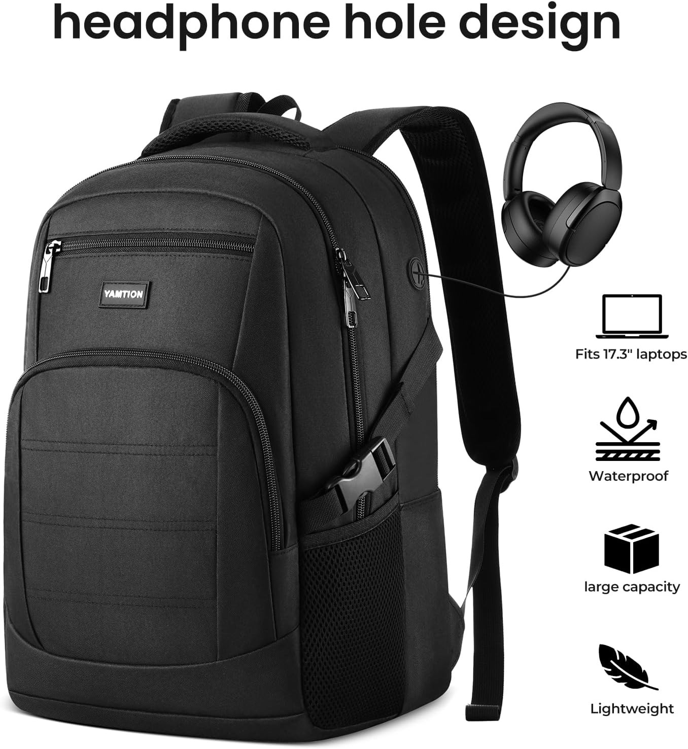 Black Backpack for Men and Women, Laptop Backpack, School Backpack for Boys and