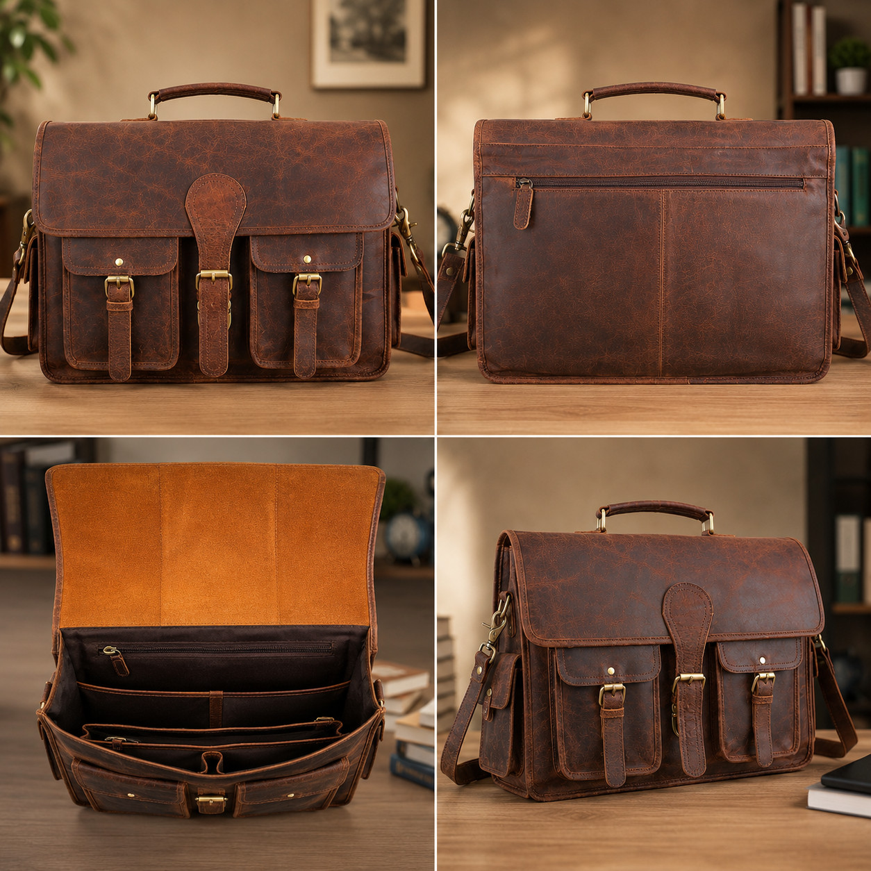 Vintage Leather Work Bag, Office Bag, College Bag, Travel Messenger, Laptop Bag