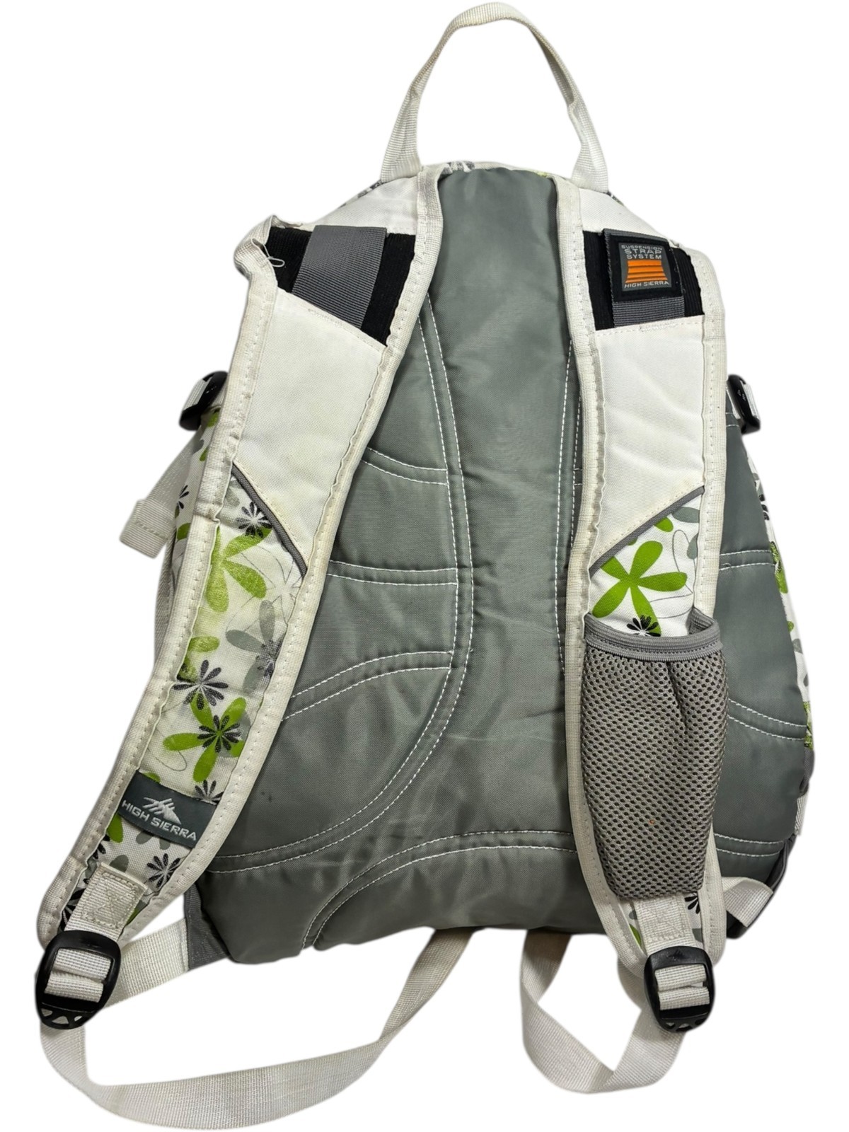 High Sierra 5420-110 backpack White with Green & Grey 70s Floral Patterns