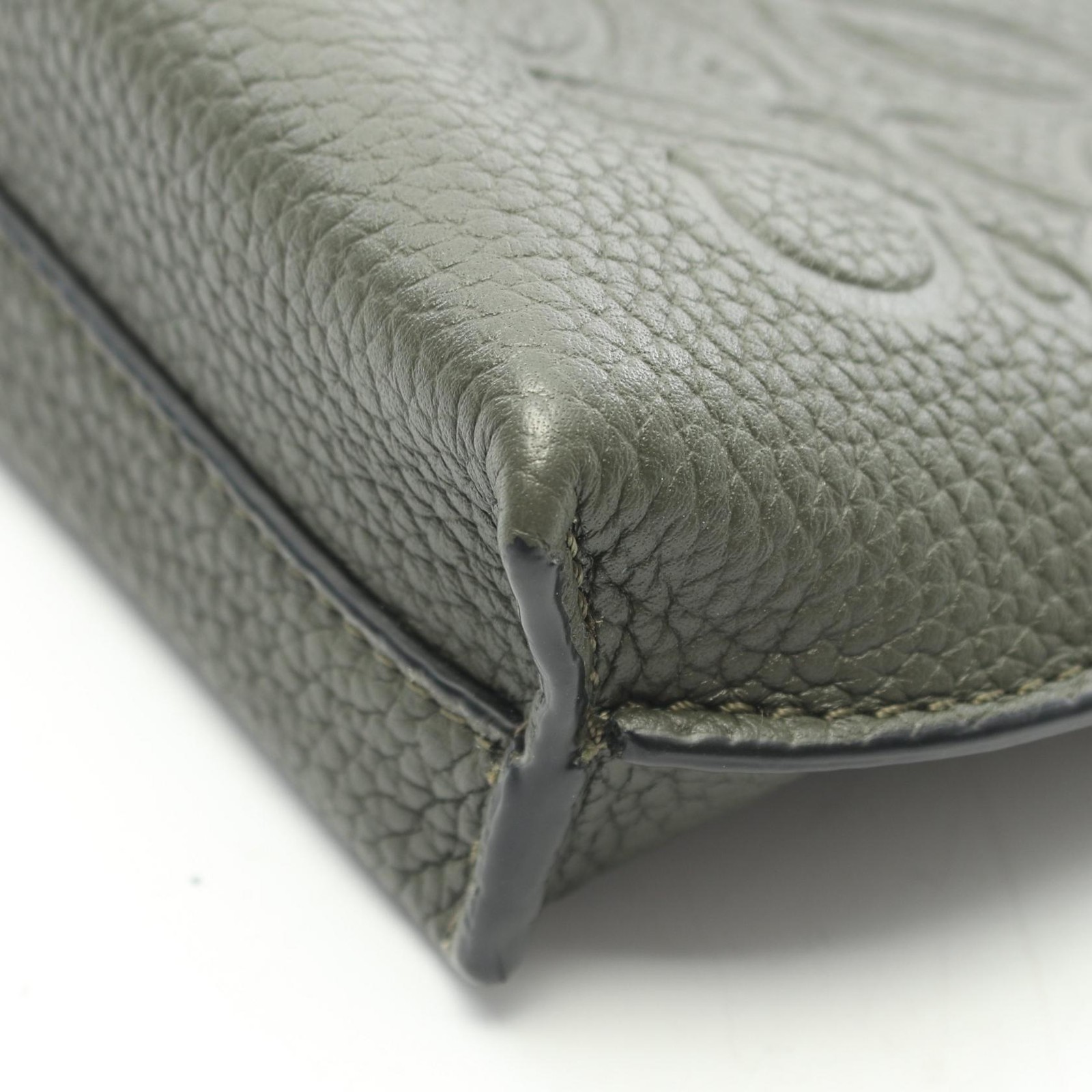 LOEWE Brand Vertical T-Pocket Waist bum belt bag C500P02X02 leather Khaki Used