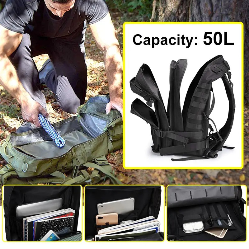 25L–45L Tactical Travel Backpack Men Waterproof Outdoor Sports Multi Bag
