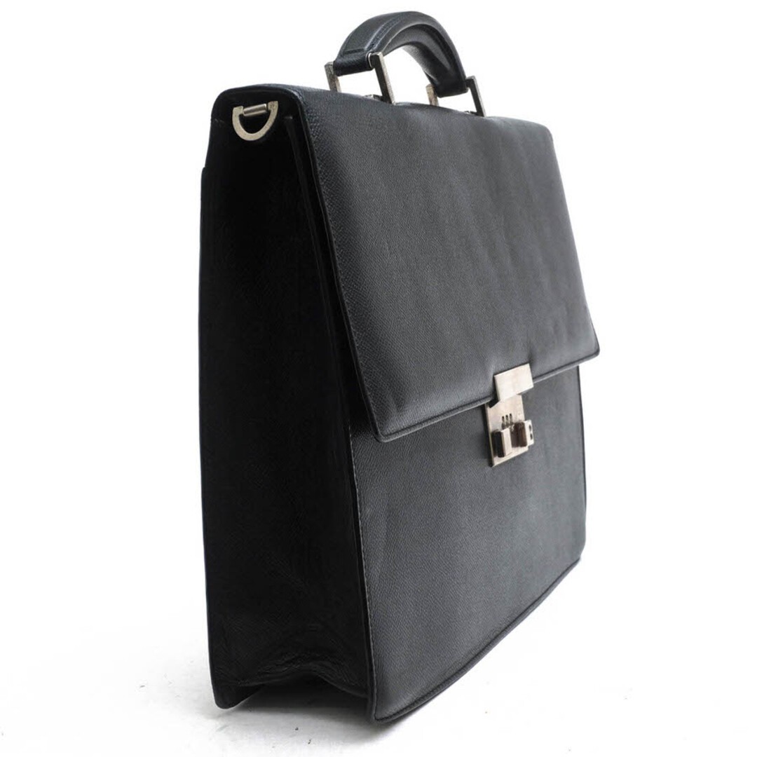 BALLY Men’s briefcase business bag leather black grain embossed 38×29×6cm