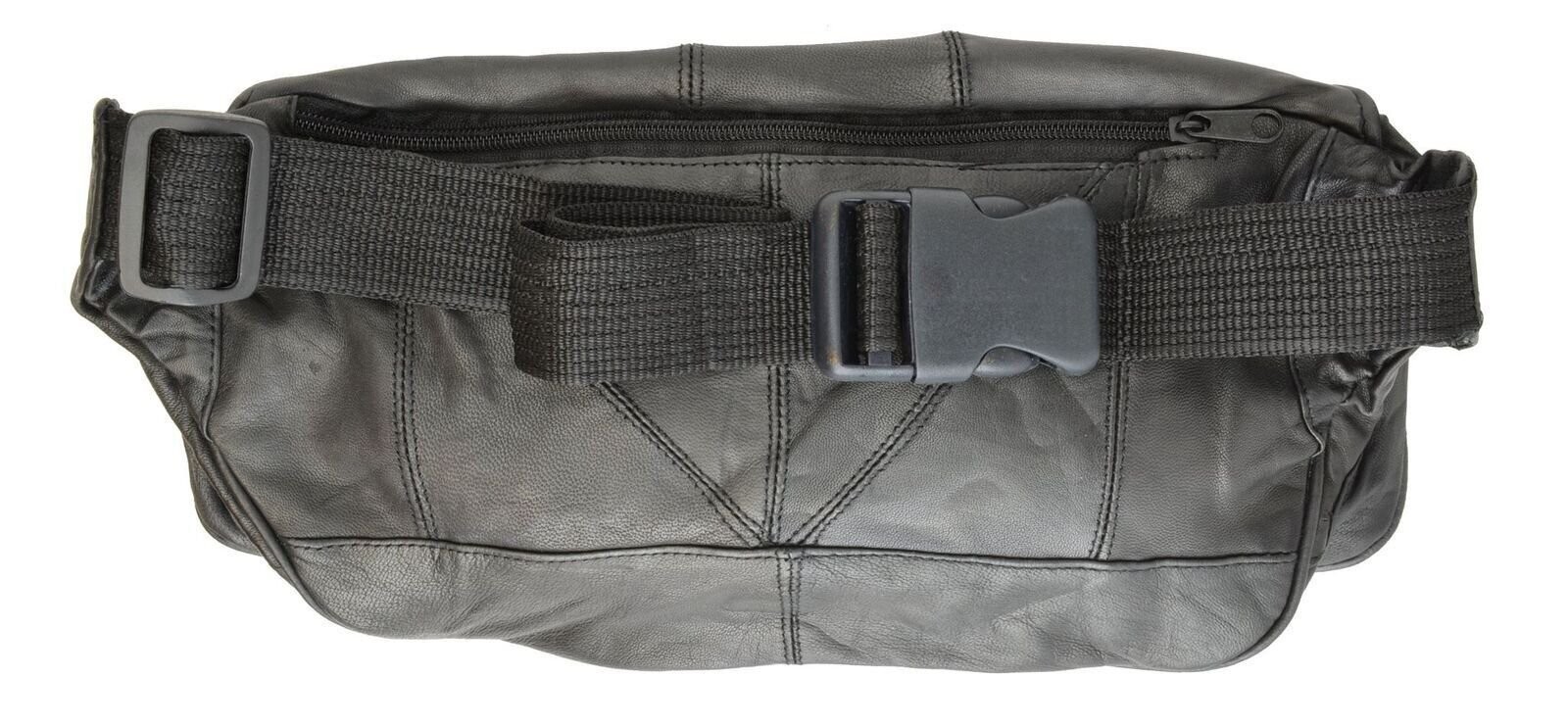 Marshal Genuine Leather Unisex Large Waist Fanny Pack with Two Cell Phone Pocket