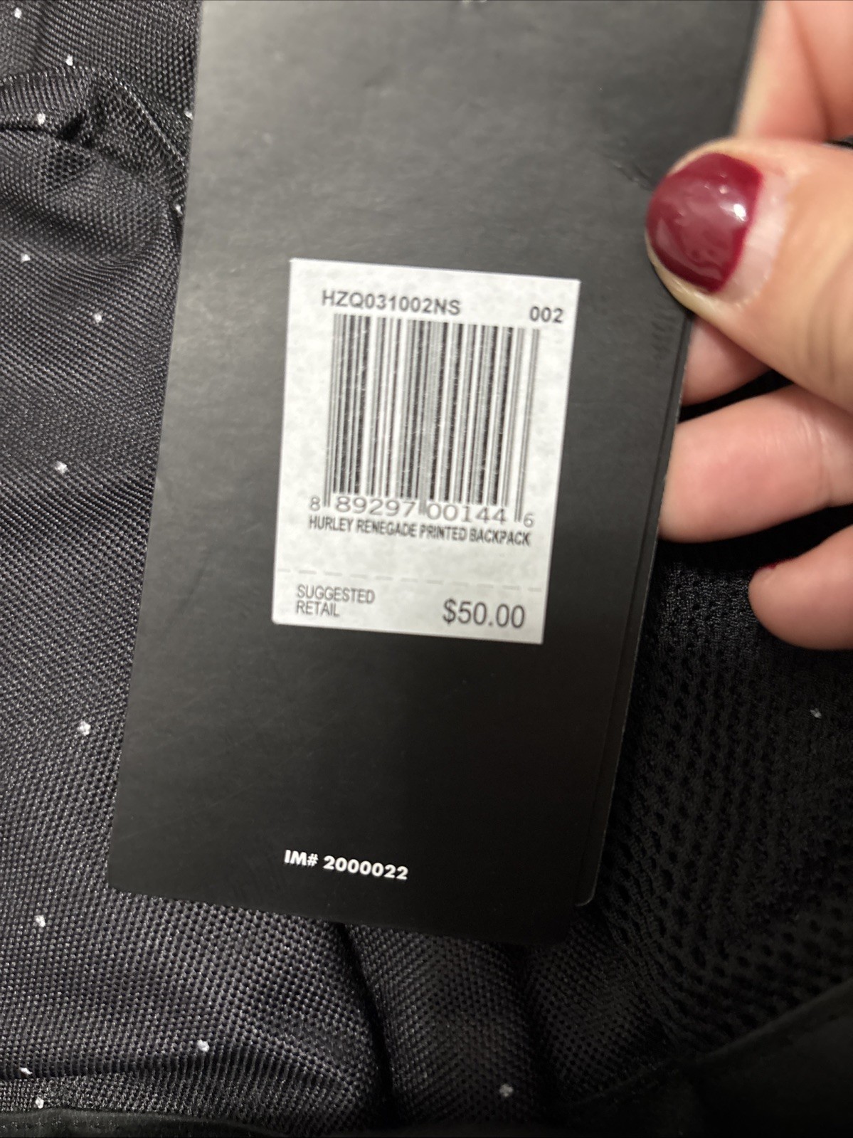 NWT Hurley Men’s Renegade Backpack Black