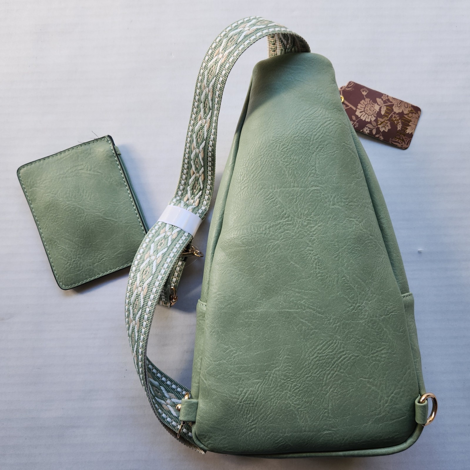 Sam & Hadley Western Light Olive Green Crossbody Sling Bag with Studded Accent