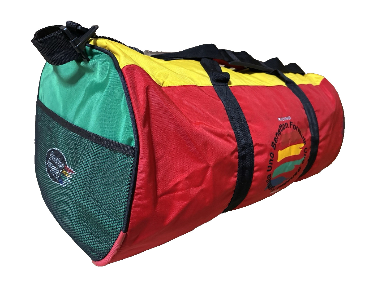 Benetton Formula 1 Racing Team Mobil Duffel Bag Vintage Size 24.8 x 13 x 12.6 in