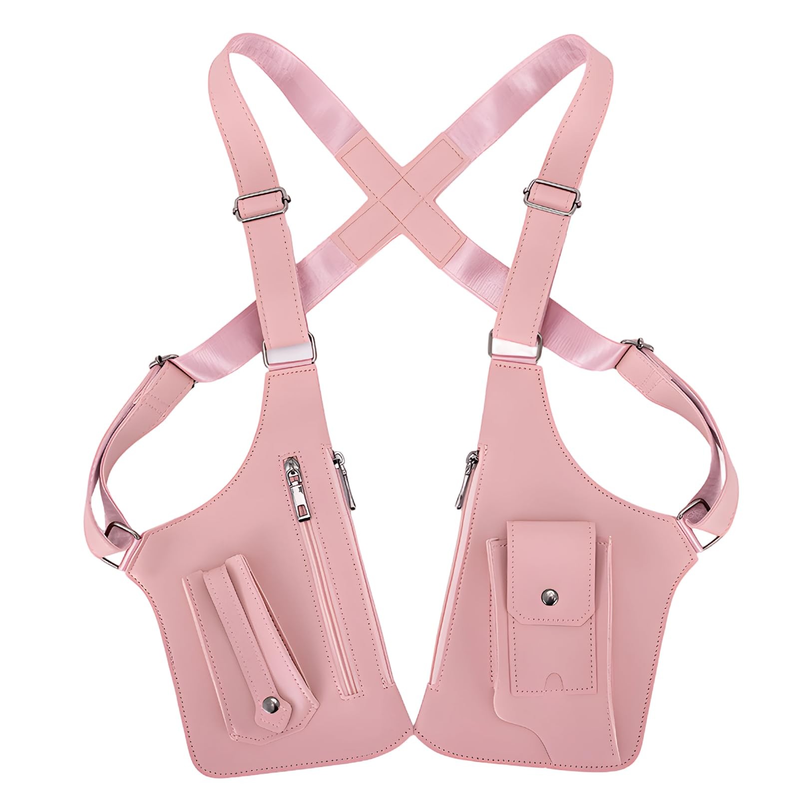 Double Shoulder Armpit Bag for Men, Anti-Theft 11.8 x 6.3 inches, Pink