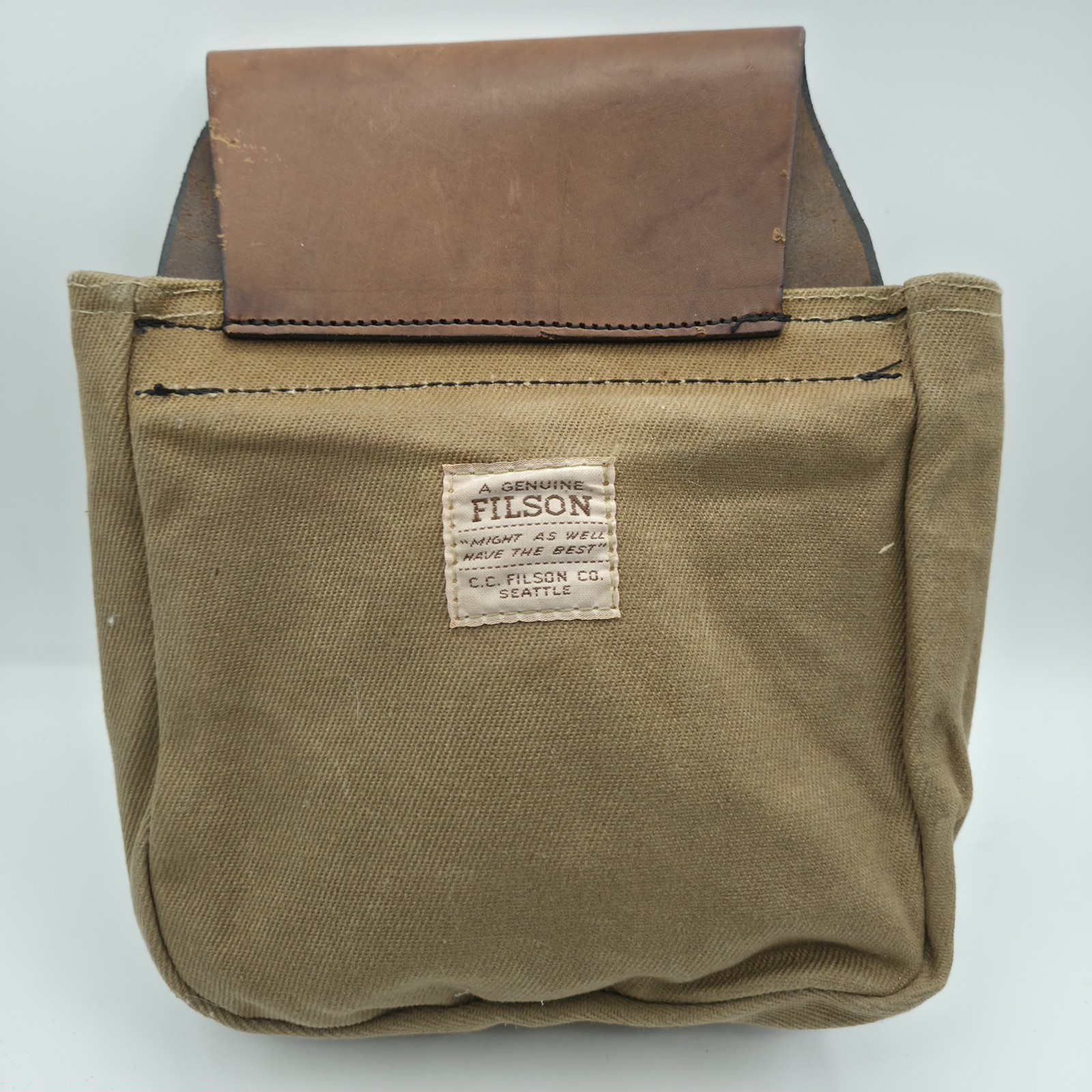 Vintage Filson Canvas Leather Shell Belt Pouch Pocket Ammo Bag C.C. Filson USA