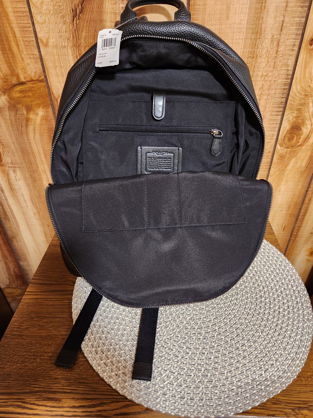 Coach West Pebbled Grain Leather Backpack Carry Bag Black F72510 Black