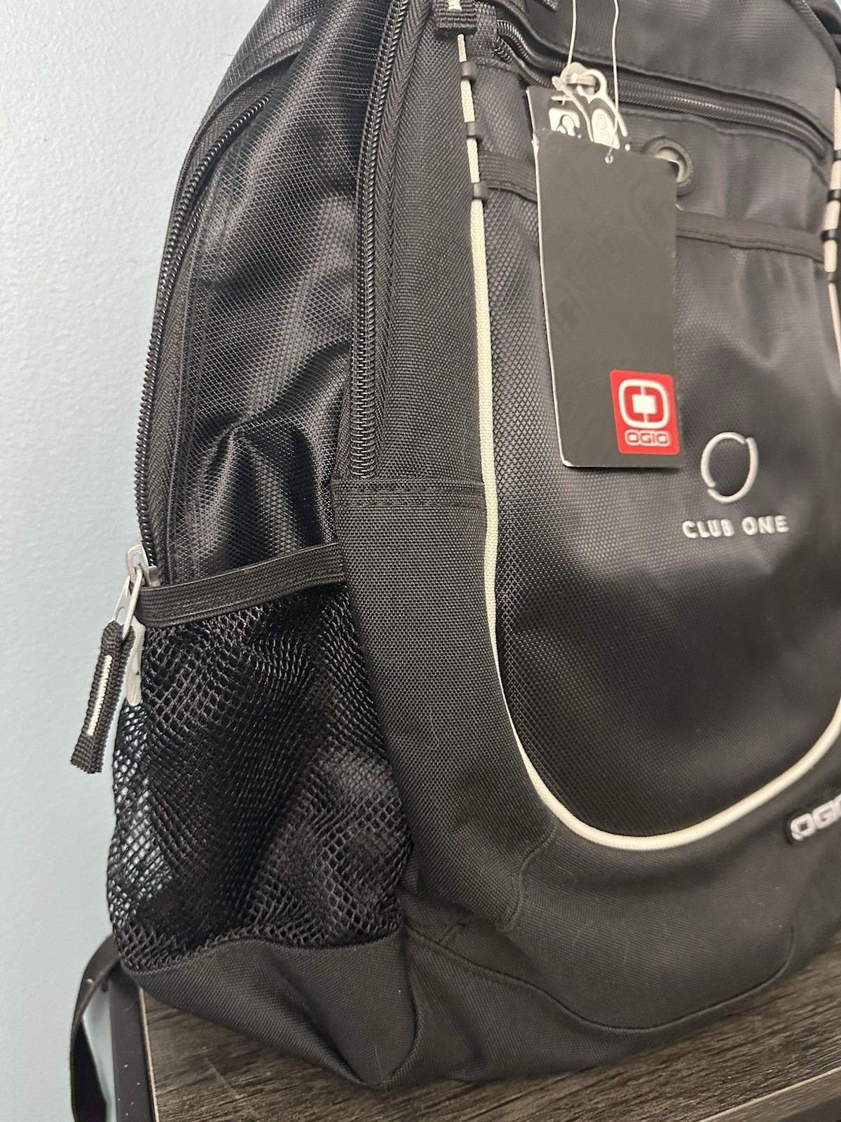 OGIO Black Club One Backpack Audio Pocket Padded Adjustable Straps Zip