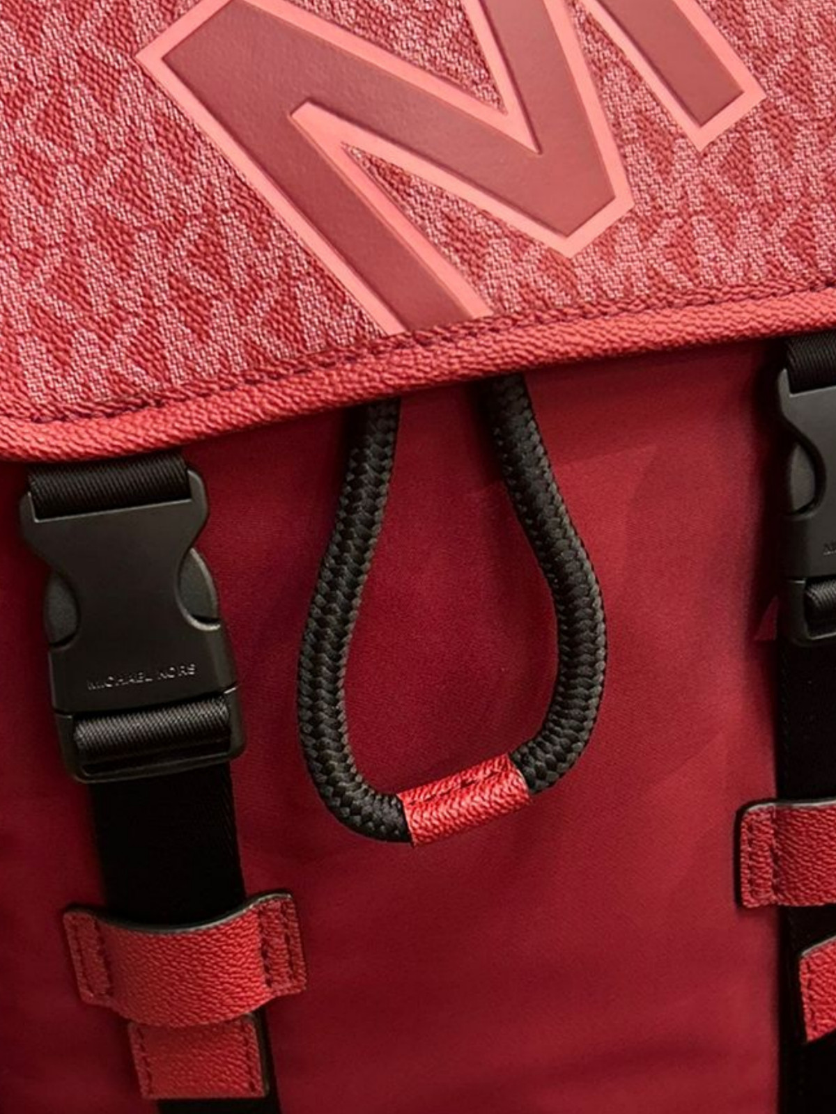Michael Kors Cooper Men Signature Logo and Nylon Pocket Travel Backpack Cherry