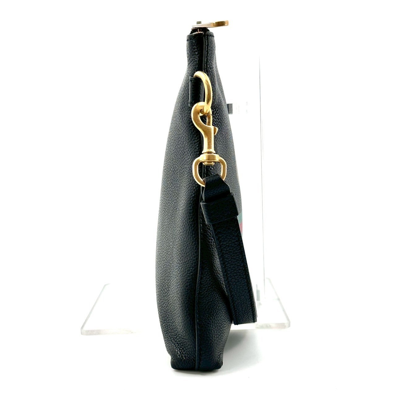 Gucci Logo Print Clutch Bag Second Bag Sherry Line Leather Black Authentic