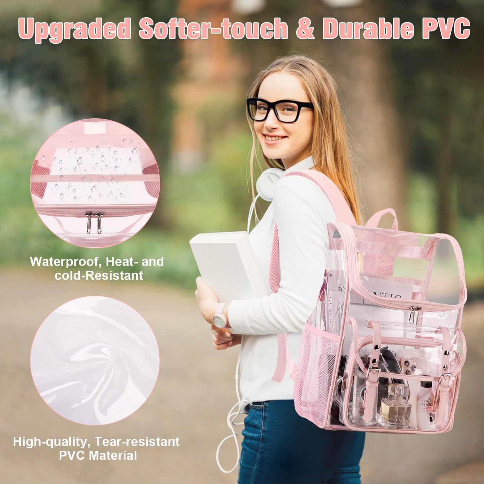Clear Backpack Set 11.4″ X 5.9″ X 15.7″ with Lunch Bag – Stadium Approved