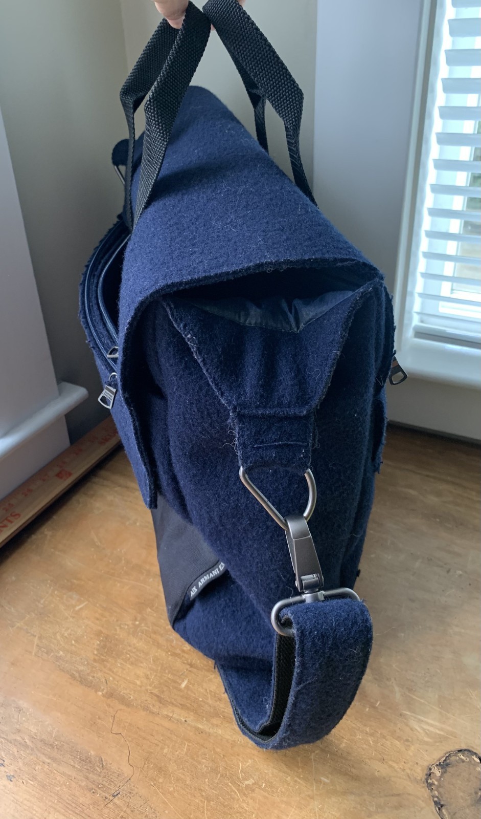 Armani Exchange AIX Fleece Felt Messenger Bag Navy