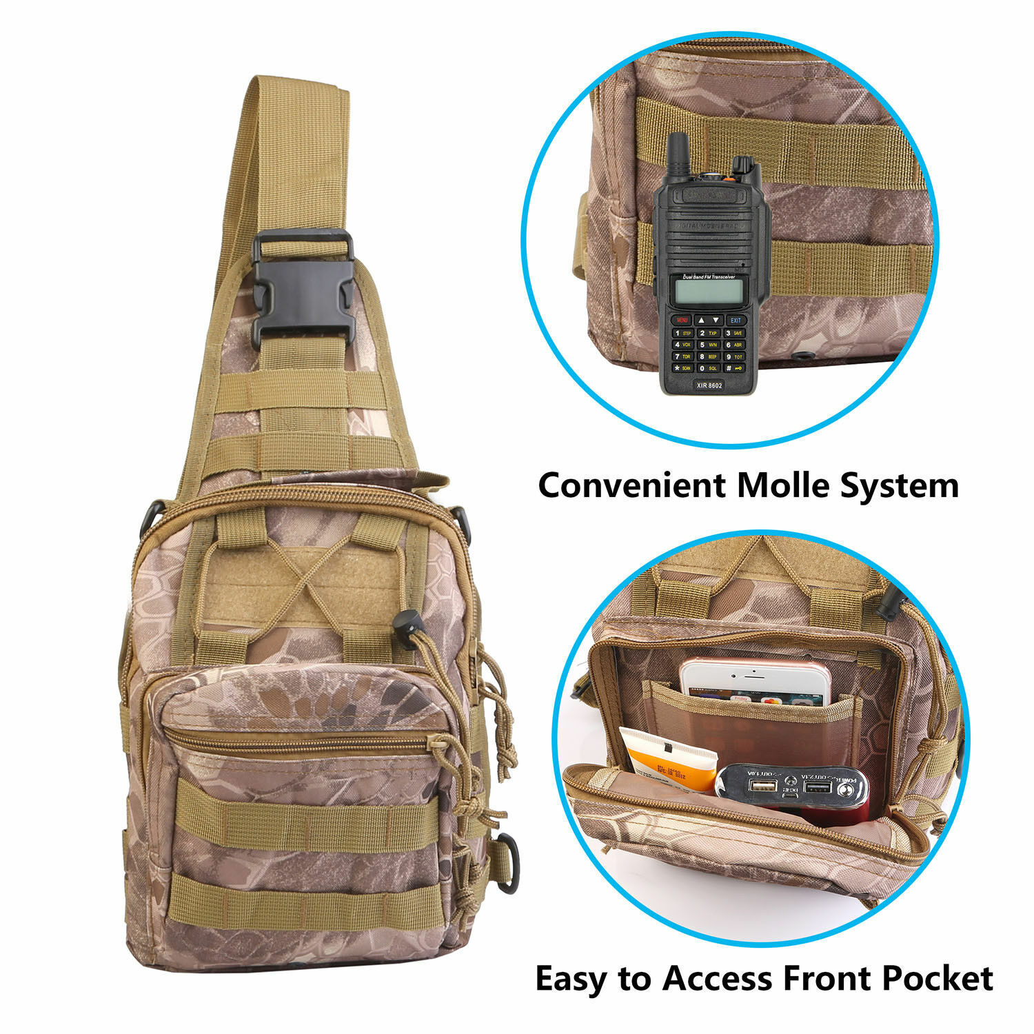 Outdoor Tactical Sling Bag Crossbody Pack Military MOLLE Chest Shoulder Backpack
