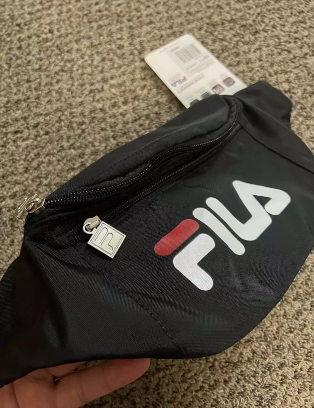 Fila Unisex Black Three Compartments Nylon Polyester Belt Bag / Fanny Bag