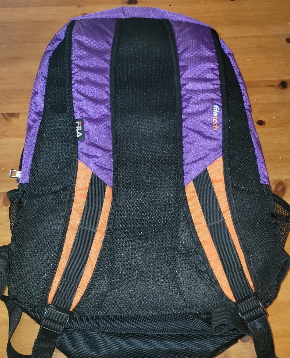 Fila Tech Purple And Orange Backpack With Multiple Pockets