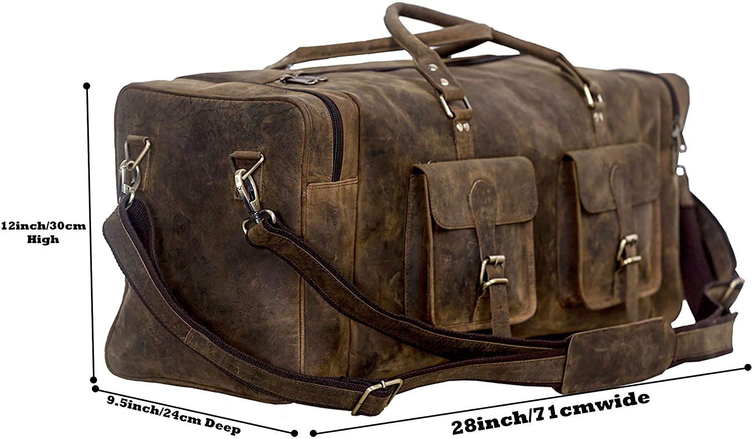 KomalC 28 inch Duffel Bag Travel Sports Overnight Weekend Leather Duffle Bag…