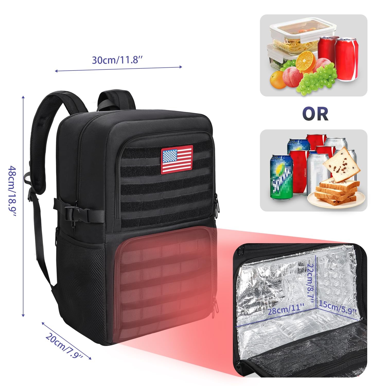 Insulated Cooler Lunch Box Laptop Backpack TSA Daypack Commuter Travel 15.6In