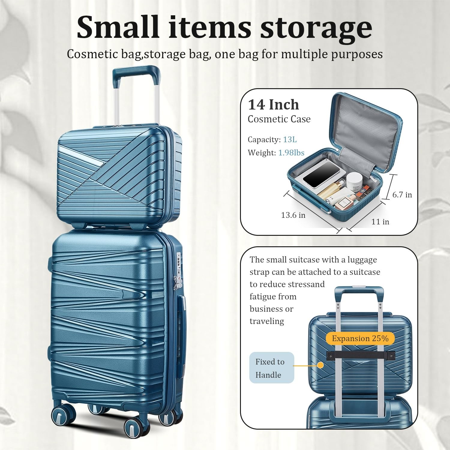 Best 4 Piece Carry On Luggage Set 20 Inch, Expandable PP Hardshell Suitcase with