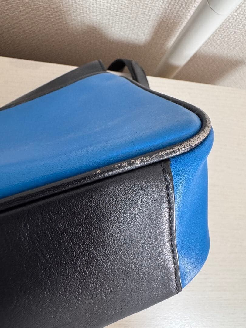 COACH Mens Track Crossbody Camera Bag Blue Black Colorblock Leather C9962 Zip