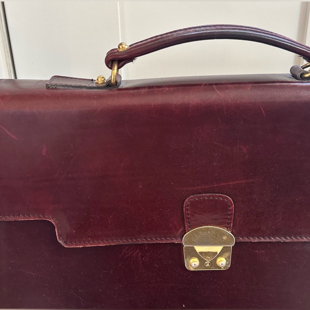 Schlesinger Full Grain Cowhide Burgundy Leather Briefcase Satchel Made in USA