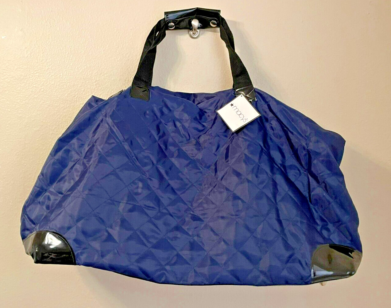 Macys Large Navy Blue Duffel Overnight Bag New With Tags Please Read