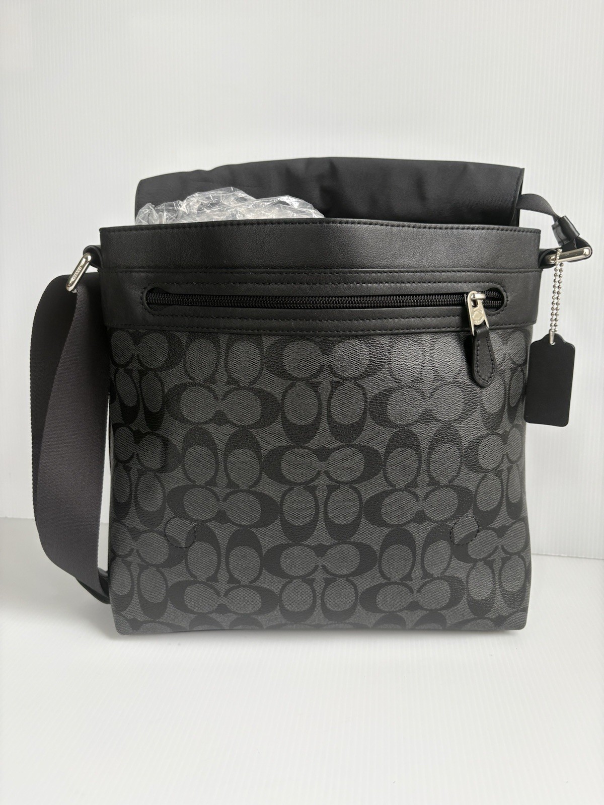 Coach F54771 Charles Small Messenger Bag Charcoal/Black EUC