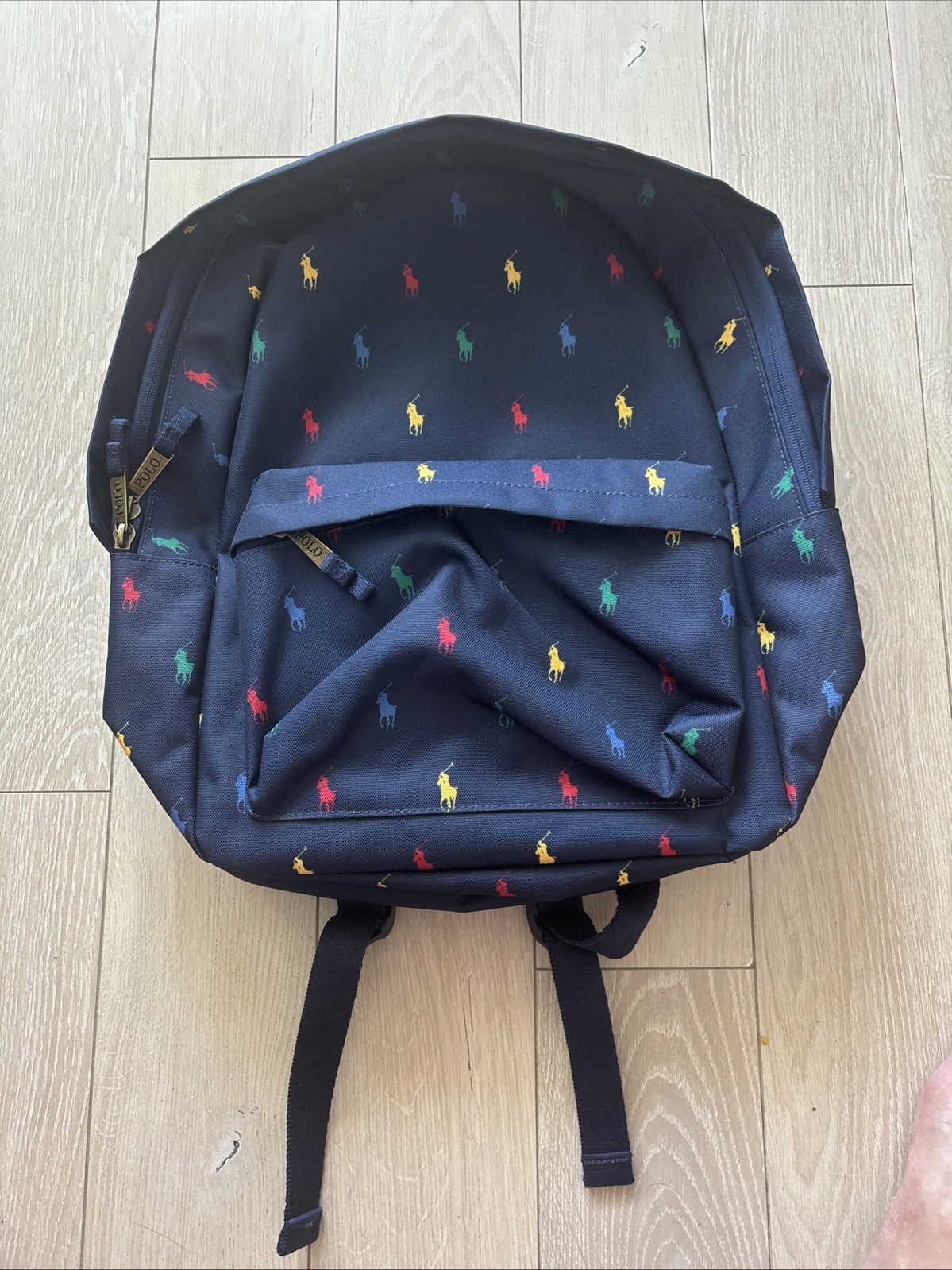 RARE Polo Ralph Lauren Monogram Pony School Bag Back Pack OS Navy Preppy NWT