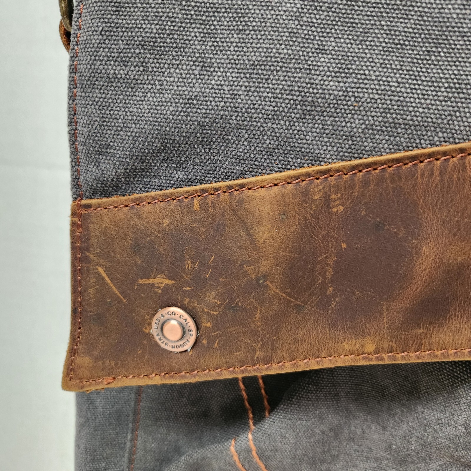 Augur Messenger Bag Leather Canvas Shoulder Crossbody Purse Grey #9088