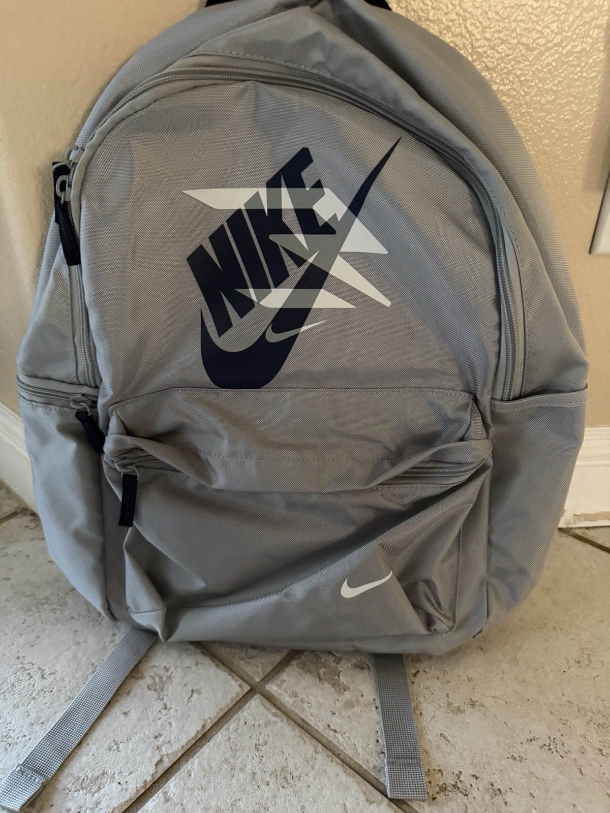 Nike Gray Solid Backpack Zip Closure Adjustable Strap Pockets Unisex